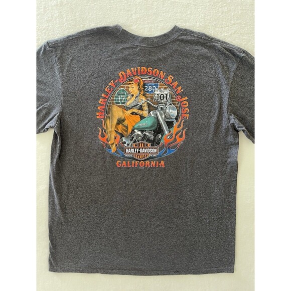 Harley‎ Davidson Pin Up Retro Girl Size XL Men’s Shirt San José, California - Picture 7 of 9